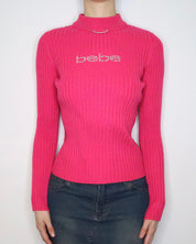 Fuchsia Bebe Diamanté Sweater (Medium) 