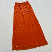 Orange satin maxi skirt