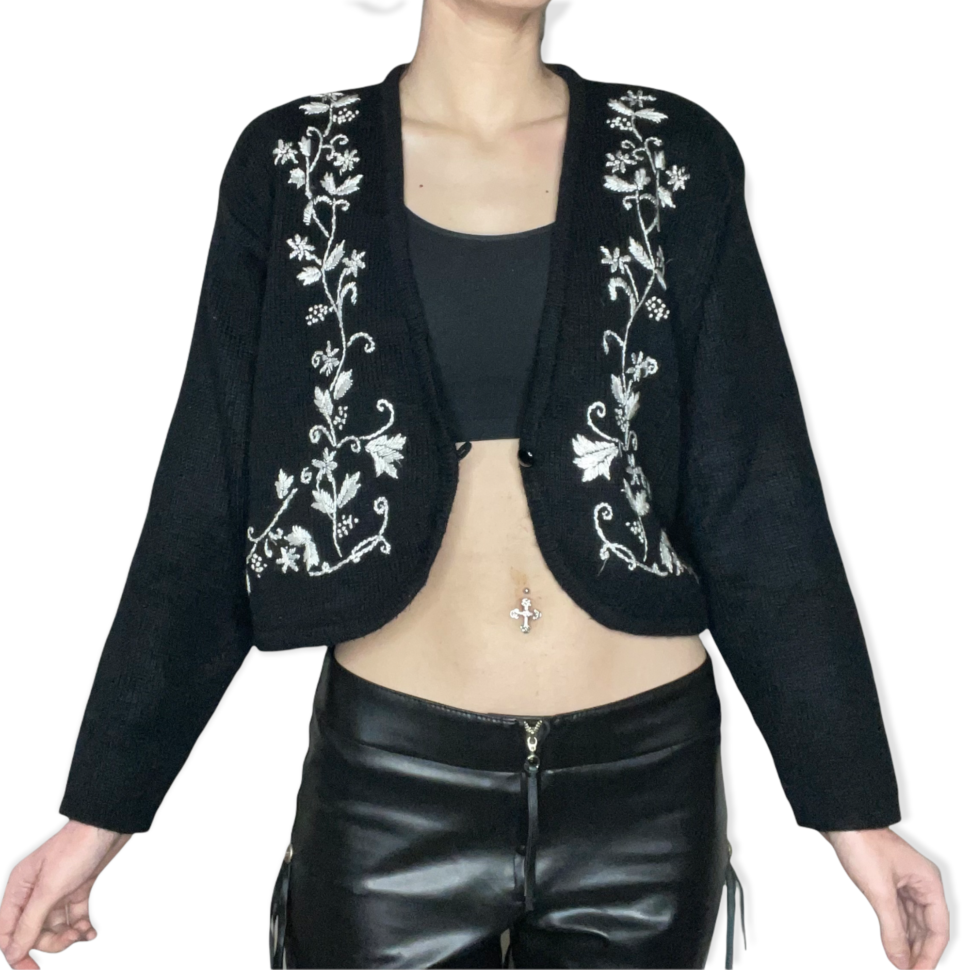 Cropped floral cardigan