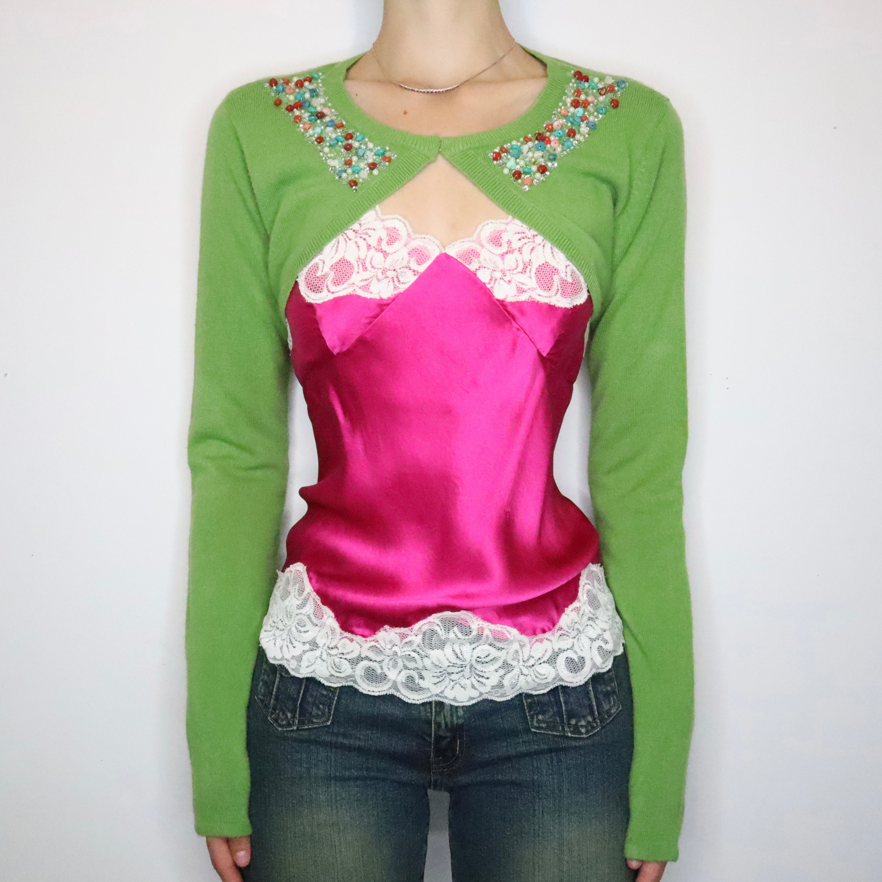 Green Beaded Bolero (Large)