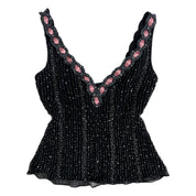 00s silk black beaded tank
