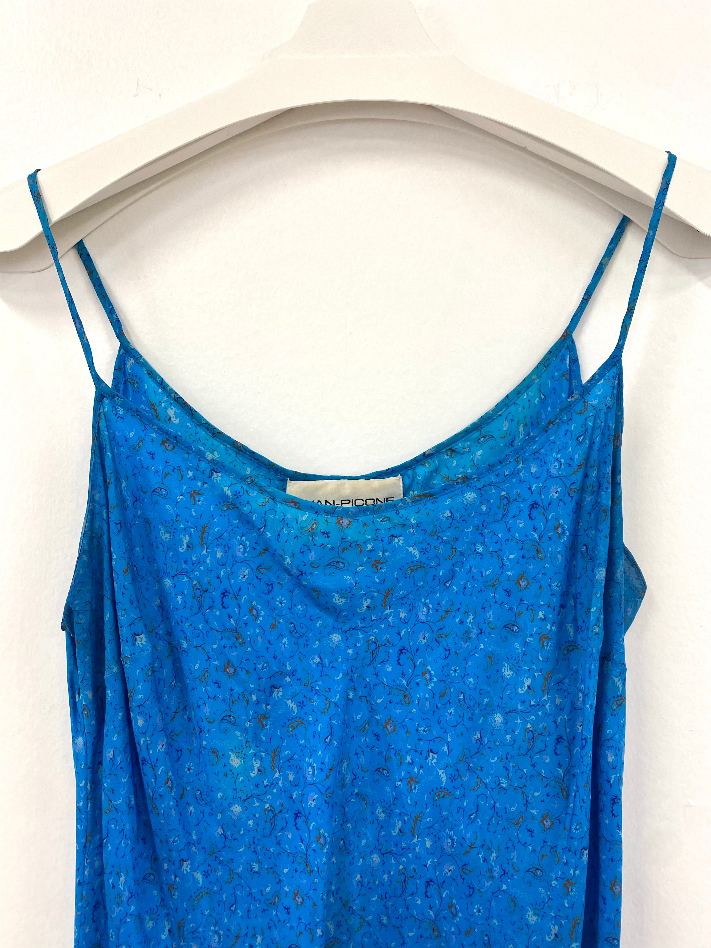 Paisley Teal Slip Dress