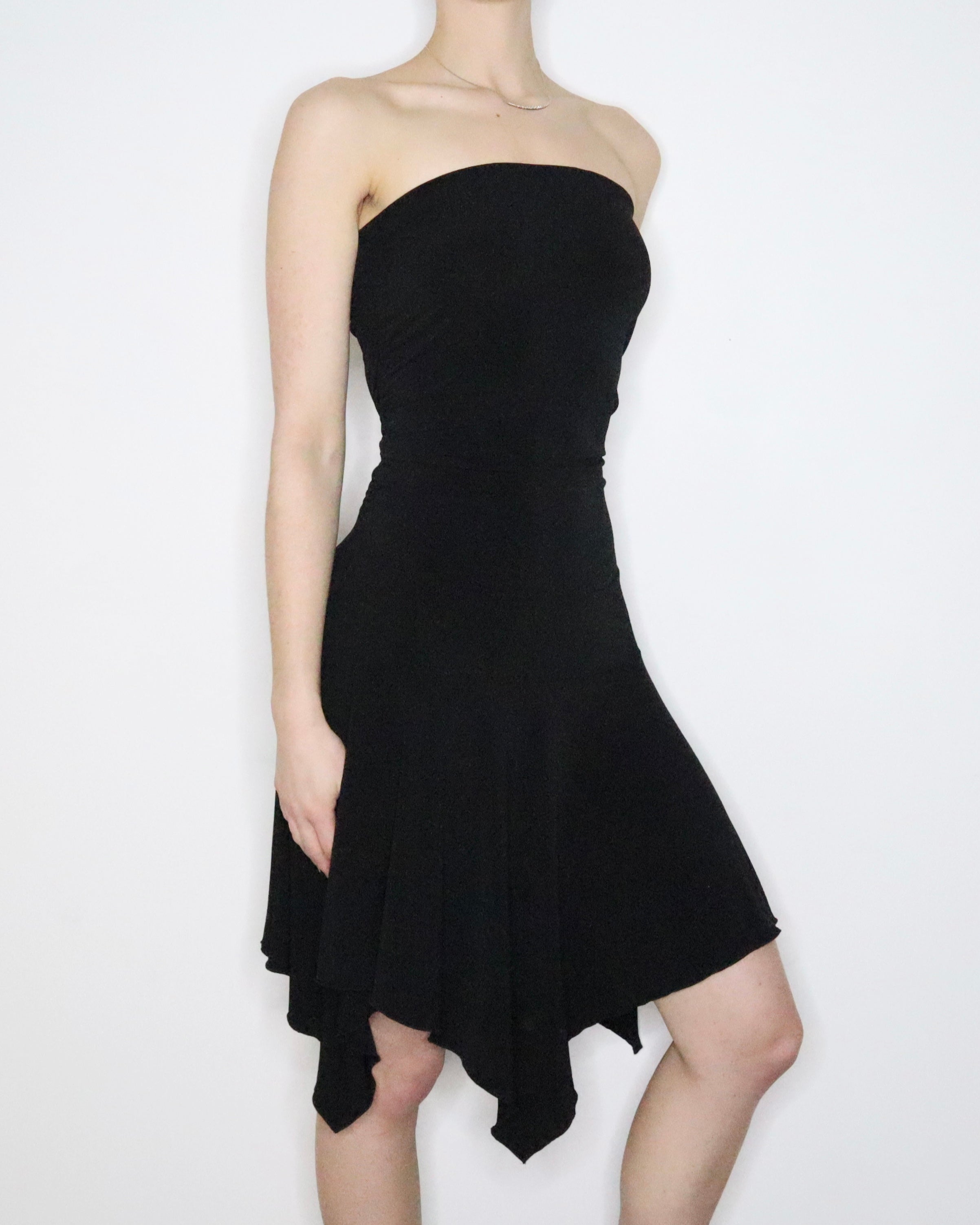 Black Handkerchief Hem Dress (M-L) 
