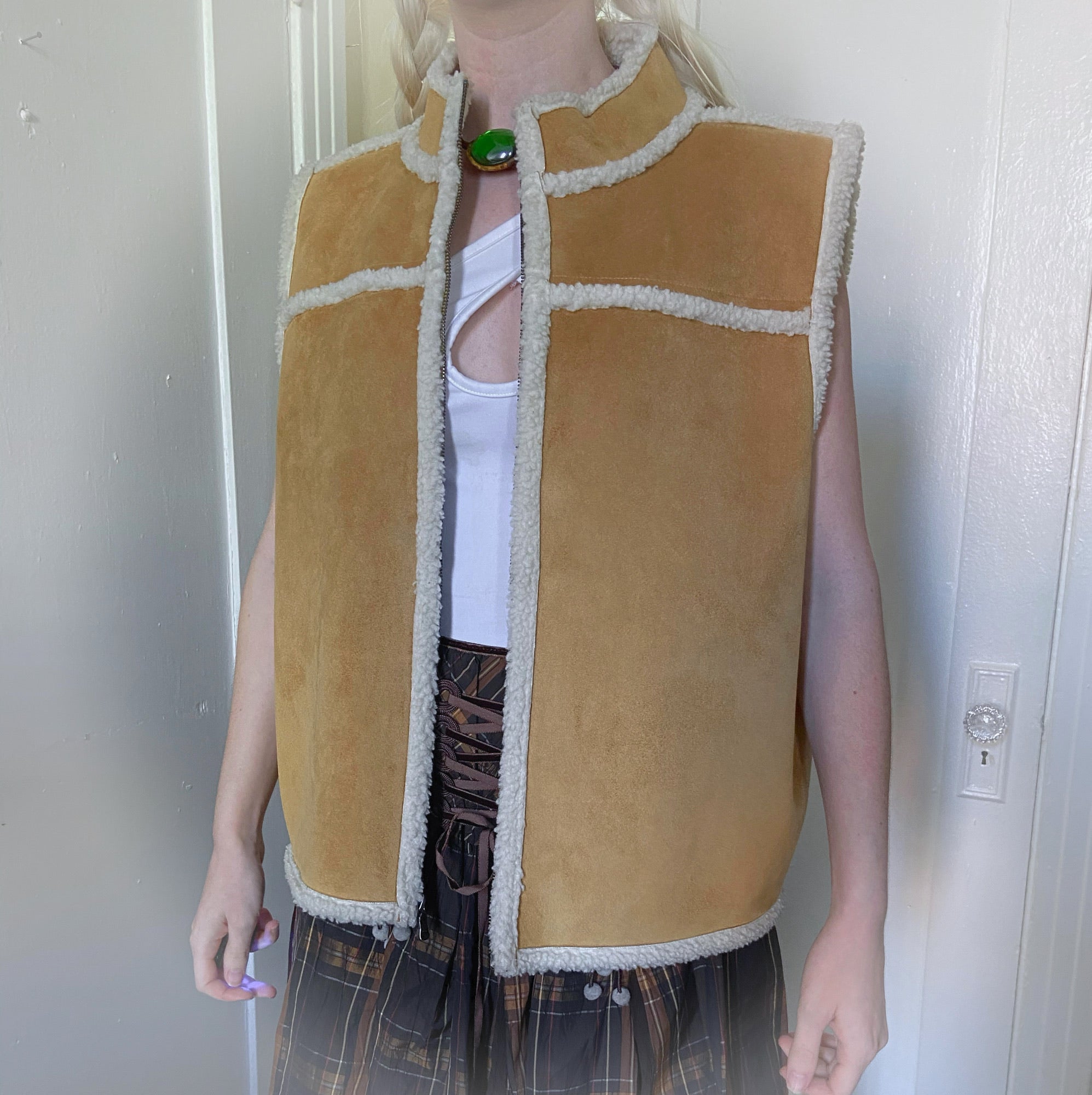 Tan Shearling Vest