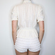 White Eyelet Lace Blouse (Small) 