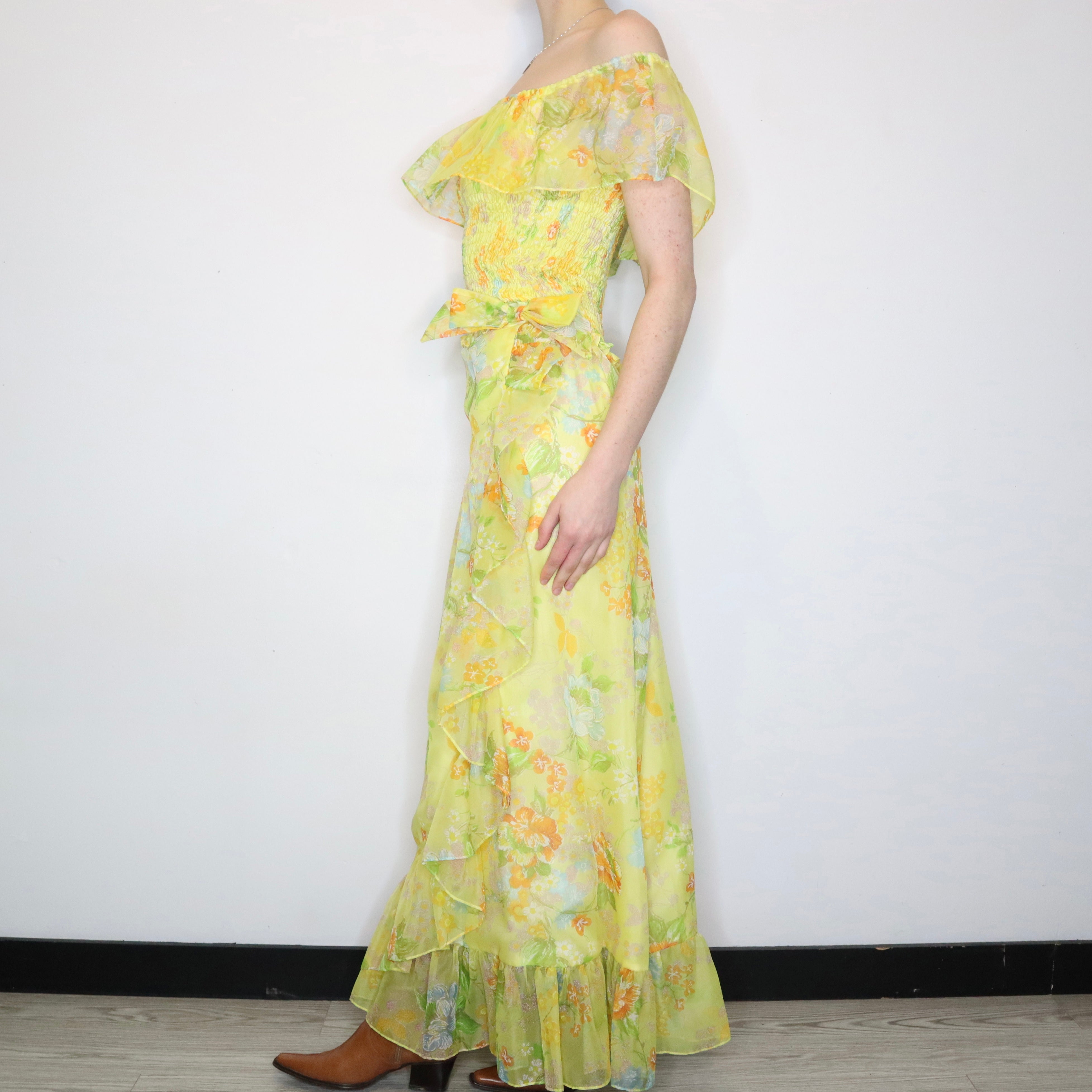 Yellow Floral Chiffon Set (XS-S)