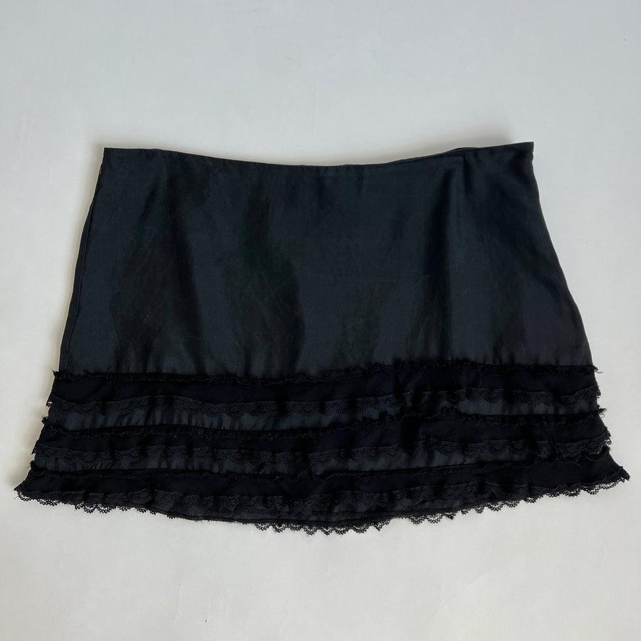 Black silk mini skirt M