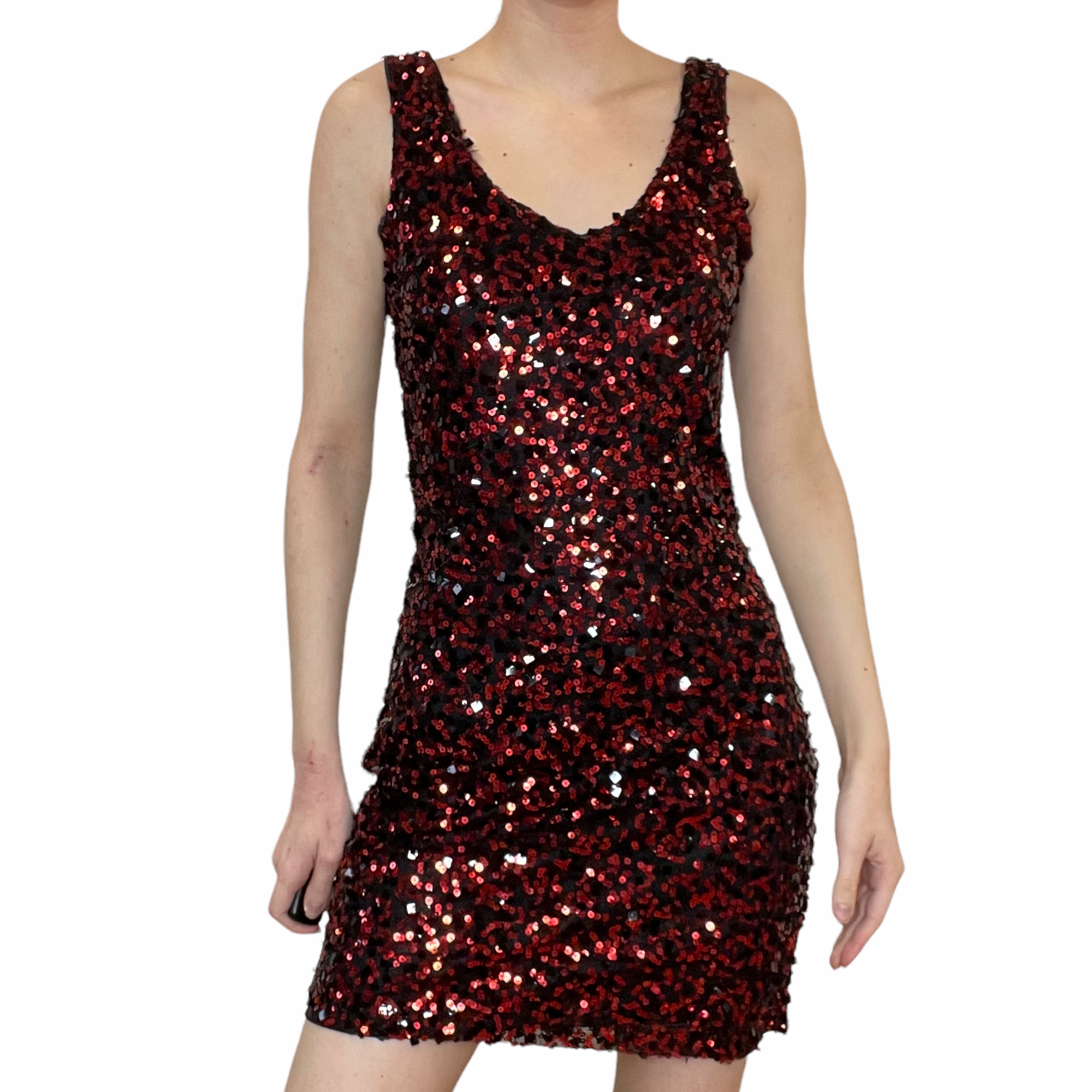 Red sequin dress