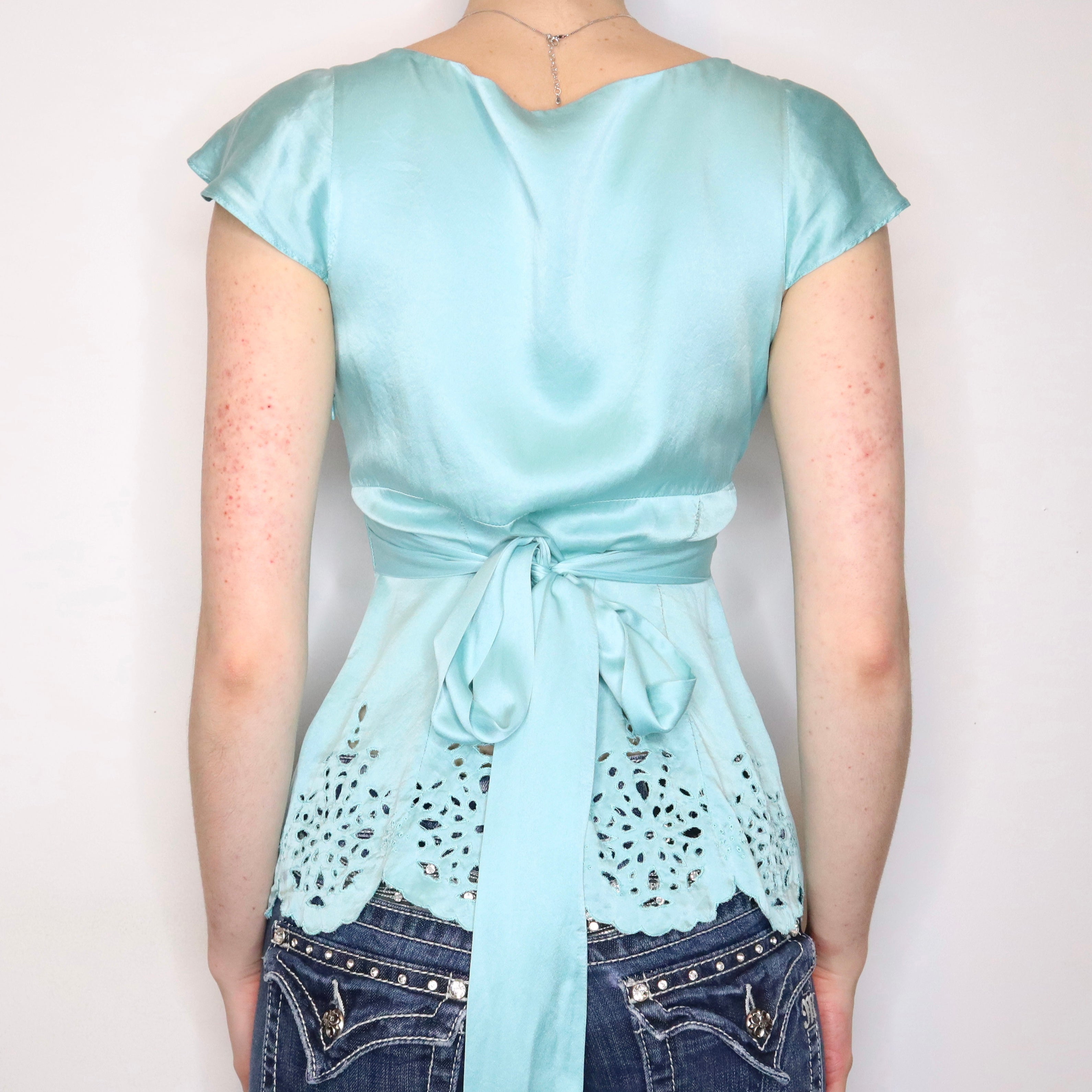 Turquoise Silk Blouse (S-M)