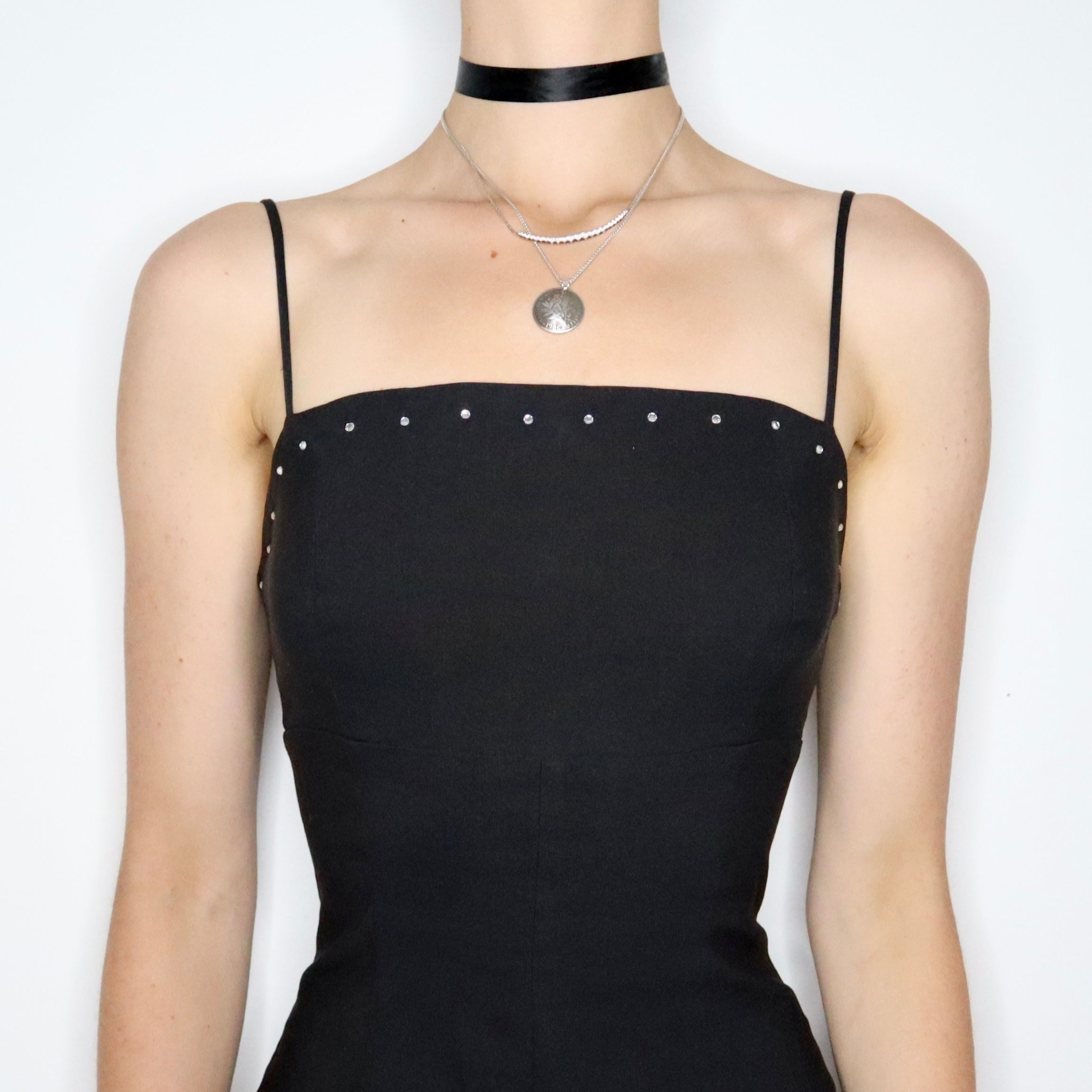 Black Diamanté Jumpsuit (M) 