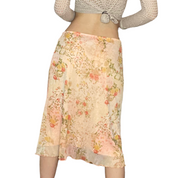Pink floral midi skirt