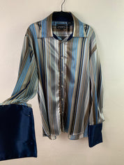 Stripped silk button down XL