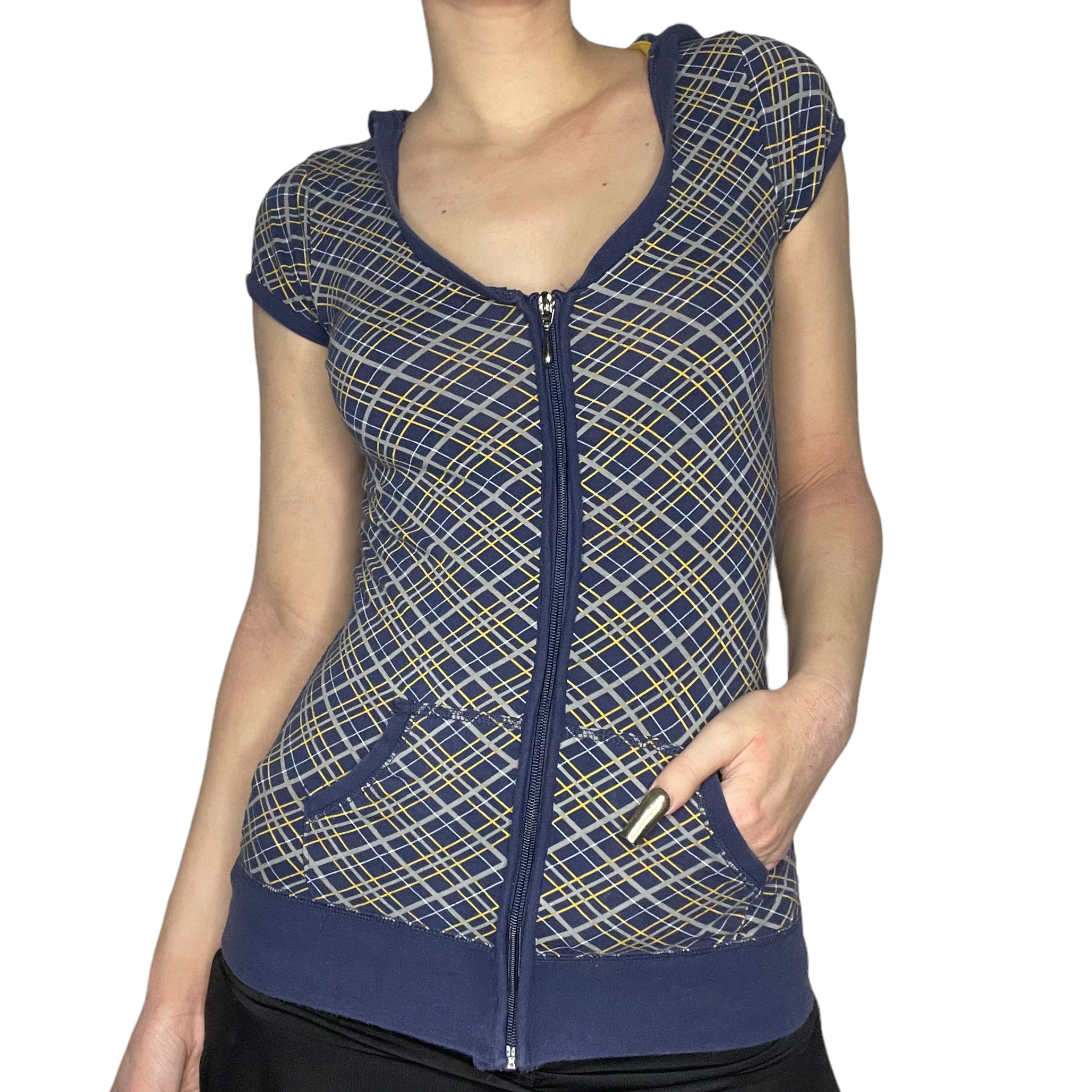 Y2K plaid zip up