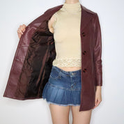 Burgundy Italian Leather Jacket (Small)