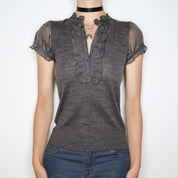 Gray Short Sleeve Blouse (M) 