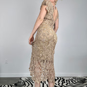 Vintage Deadstock Beaded Crochet Gown (M)