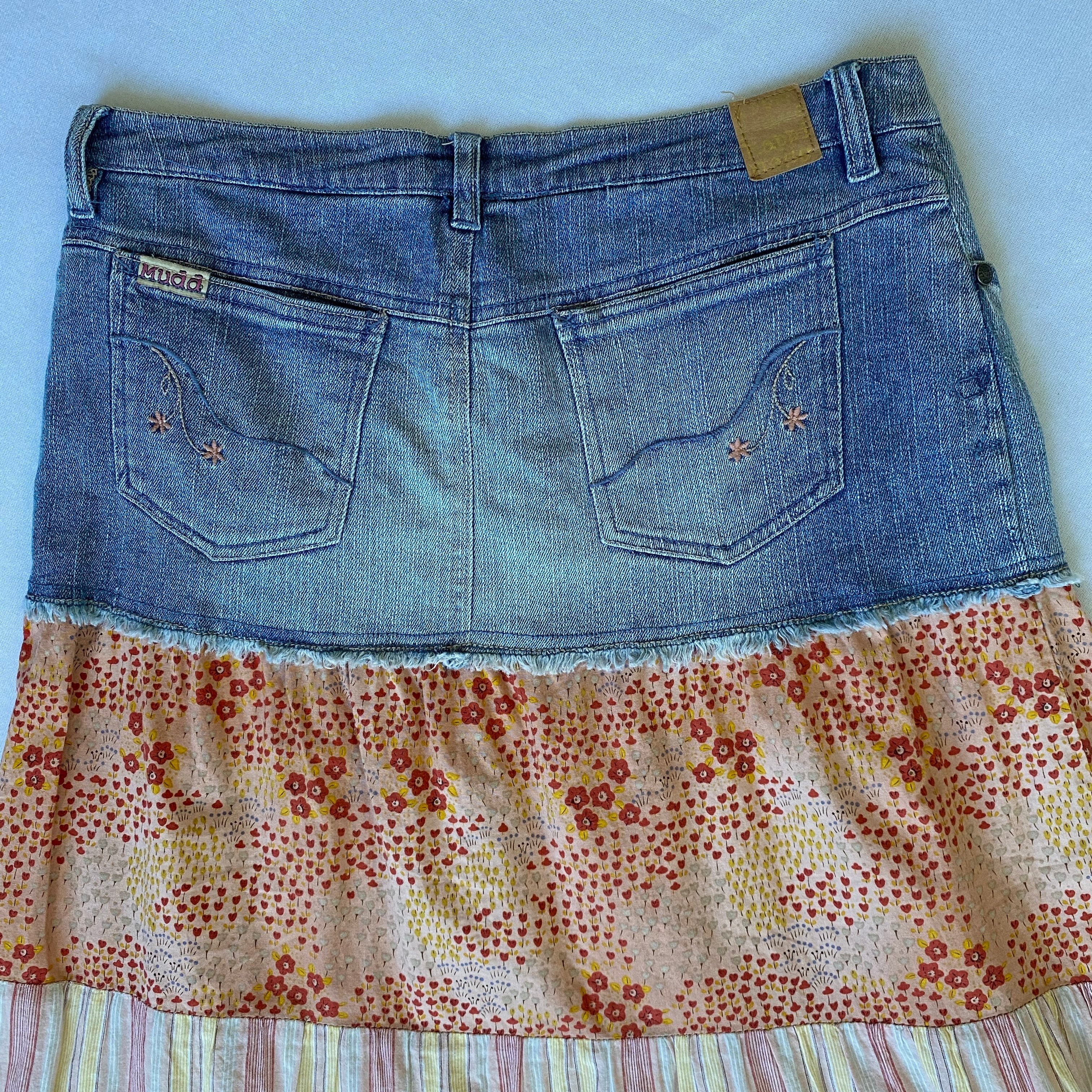 00s Denim tiered skirt