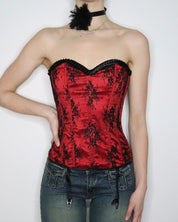 Red Lace Overlay Corset (Medium) 