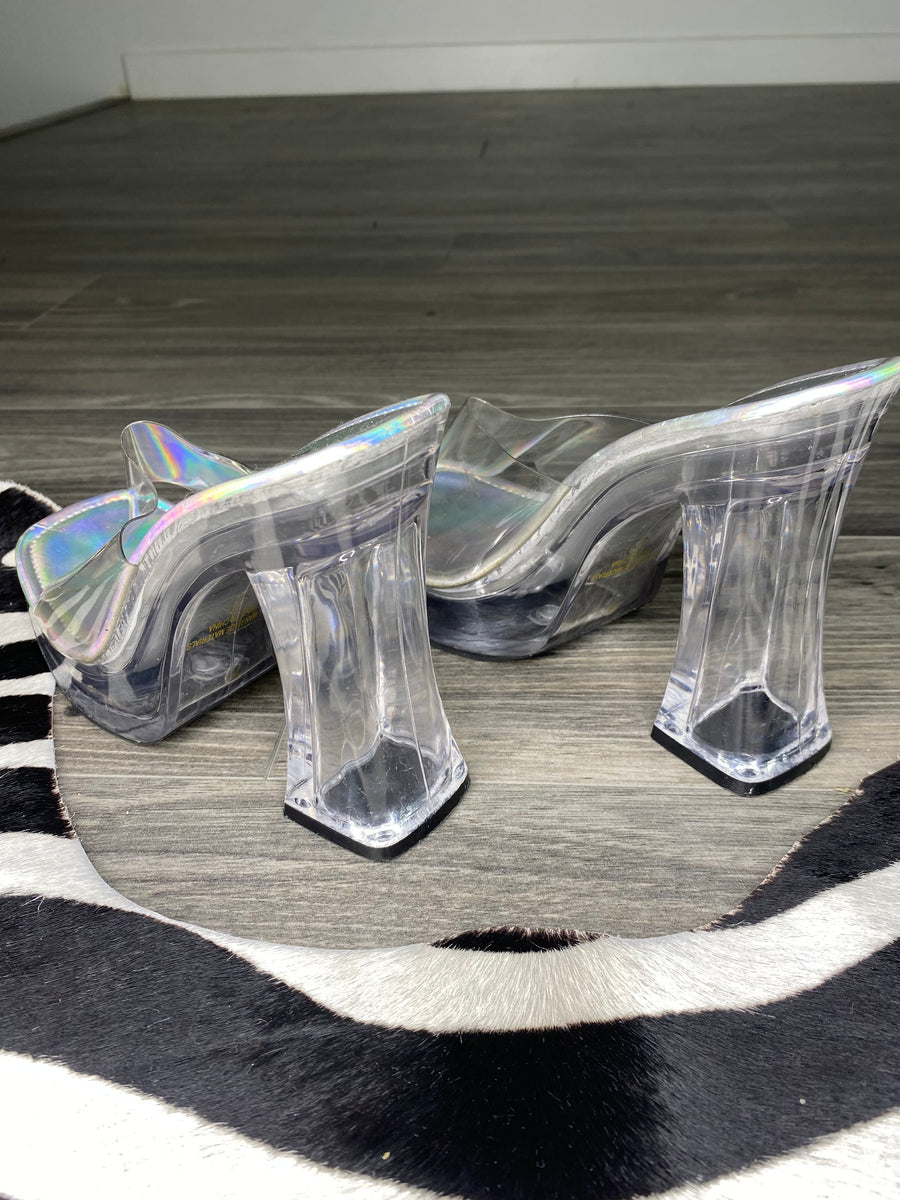 Clear chunky hot sale platform heels