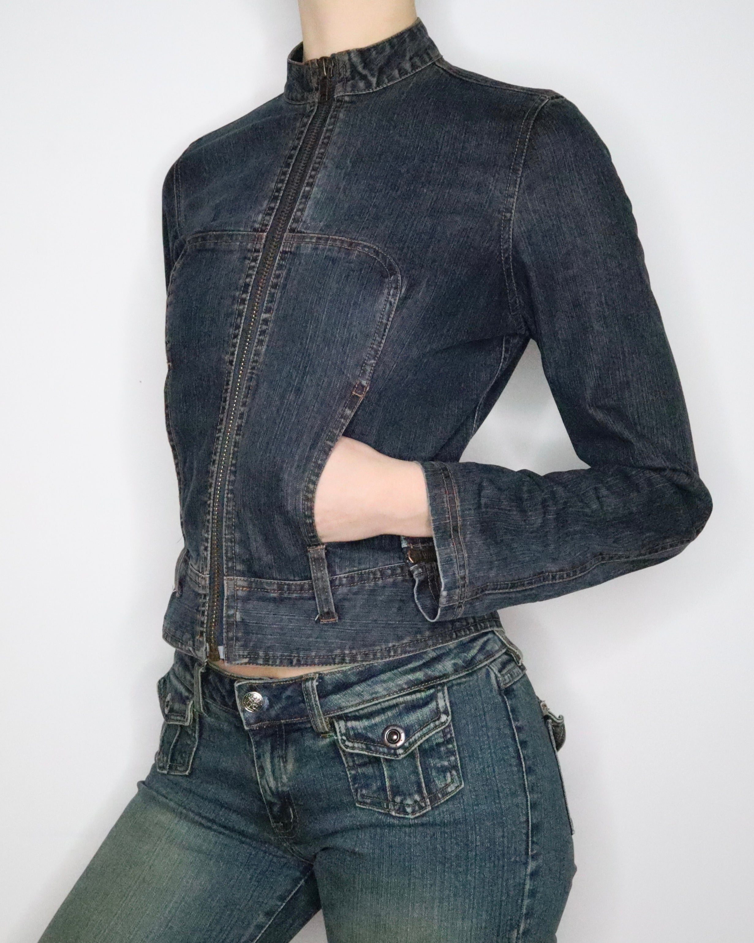 Guess Zip Up Denim Jacket (Small) 