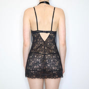 Black Lace Slip Dress (Small) 