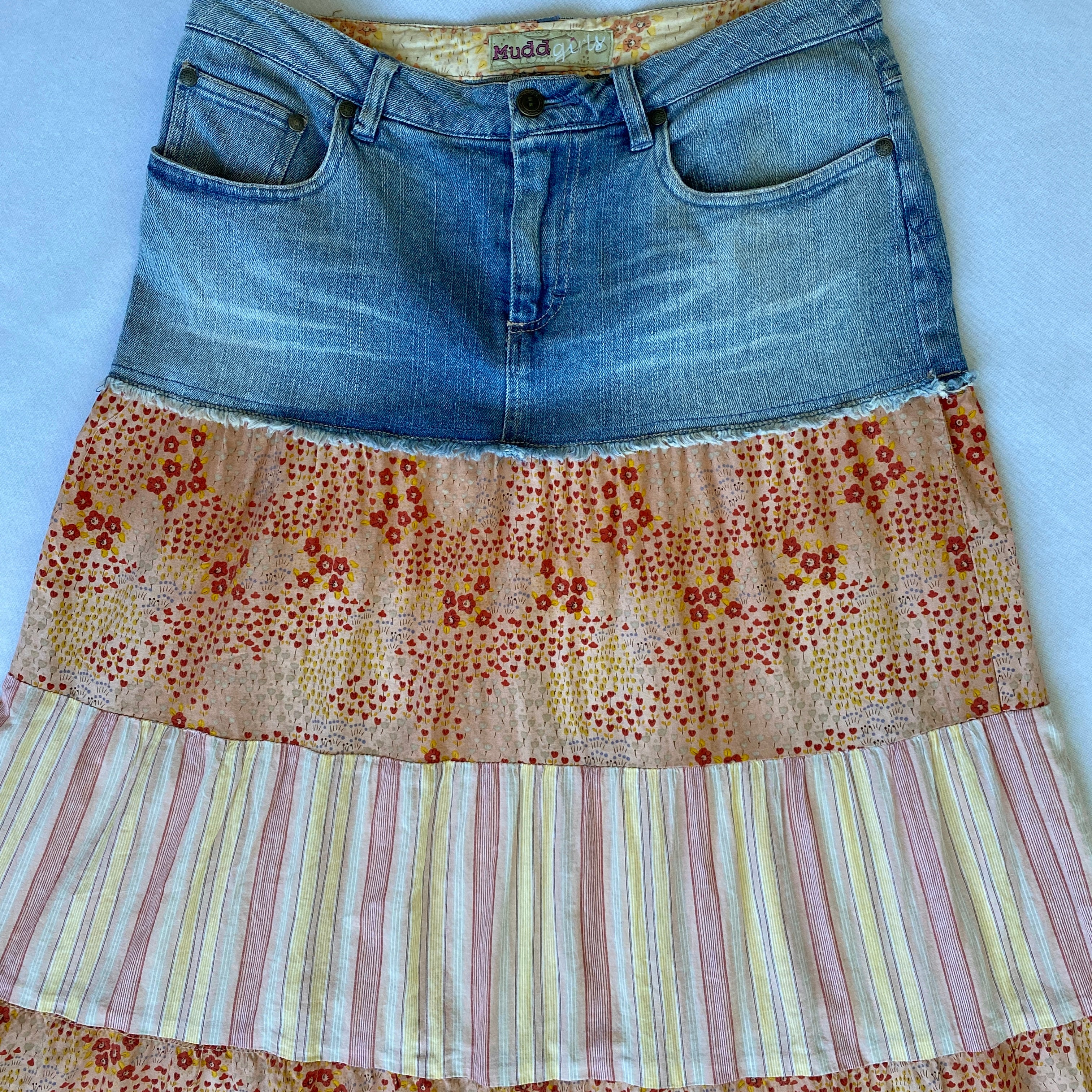 00s Denim tiered skirt