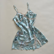 Baby blue satin floral slip