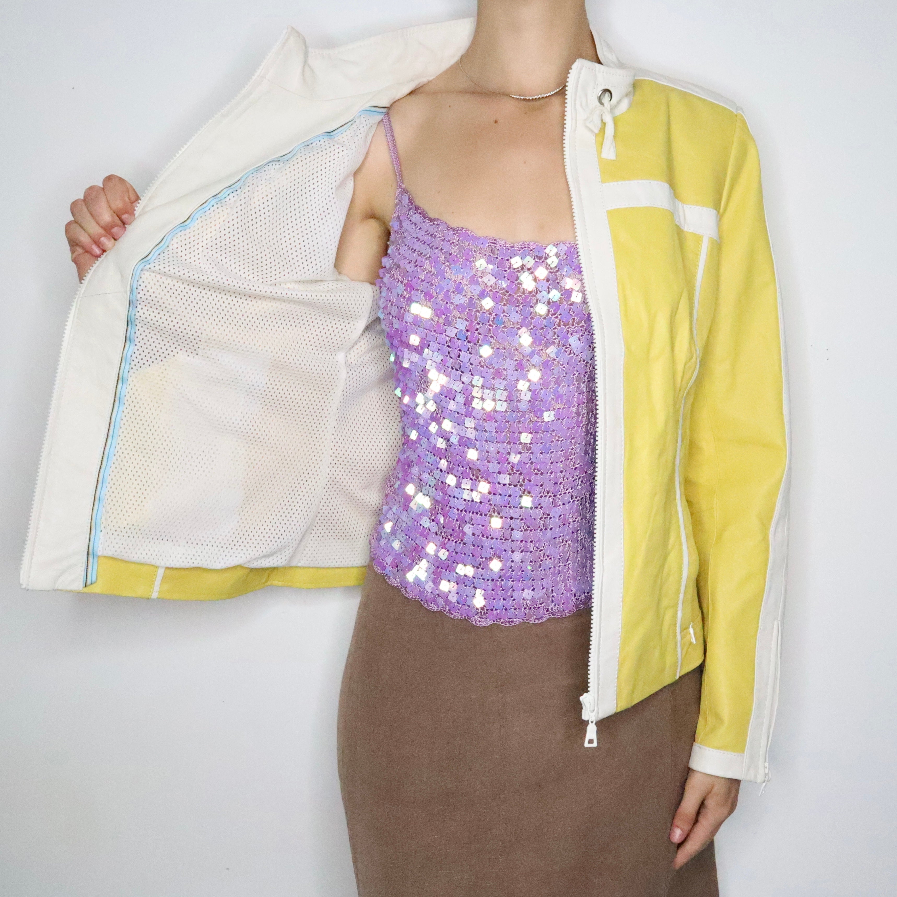 Yellow Leather Racer Jacket (M-L)