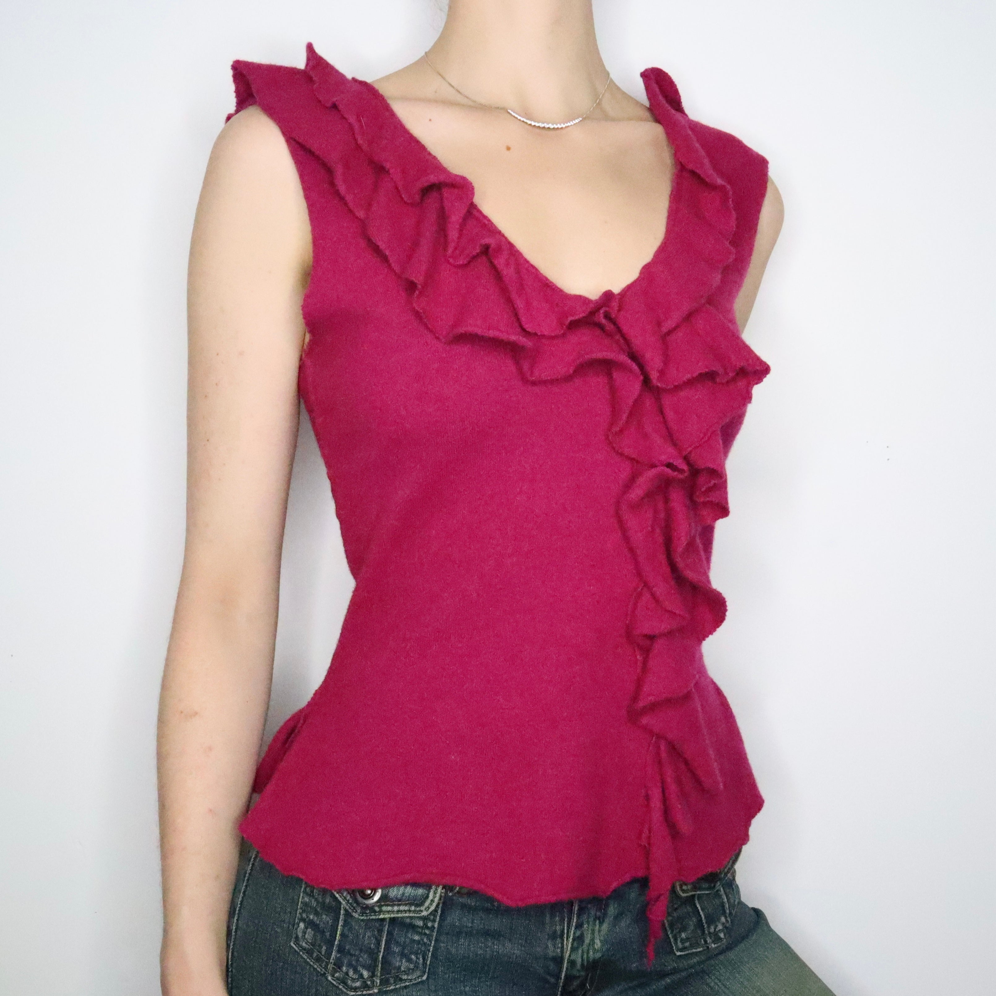 Alberta Ferretti Fuzzy Magenta Top (Medium)