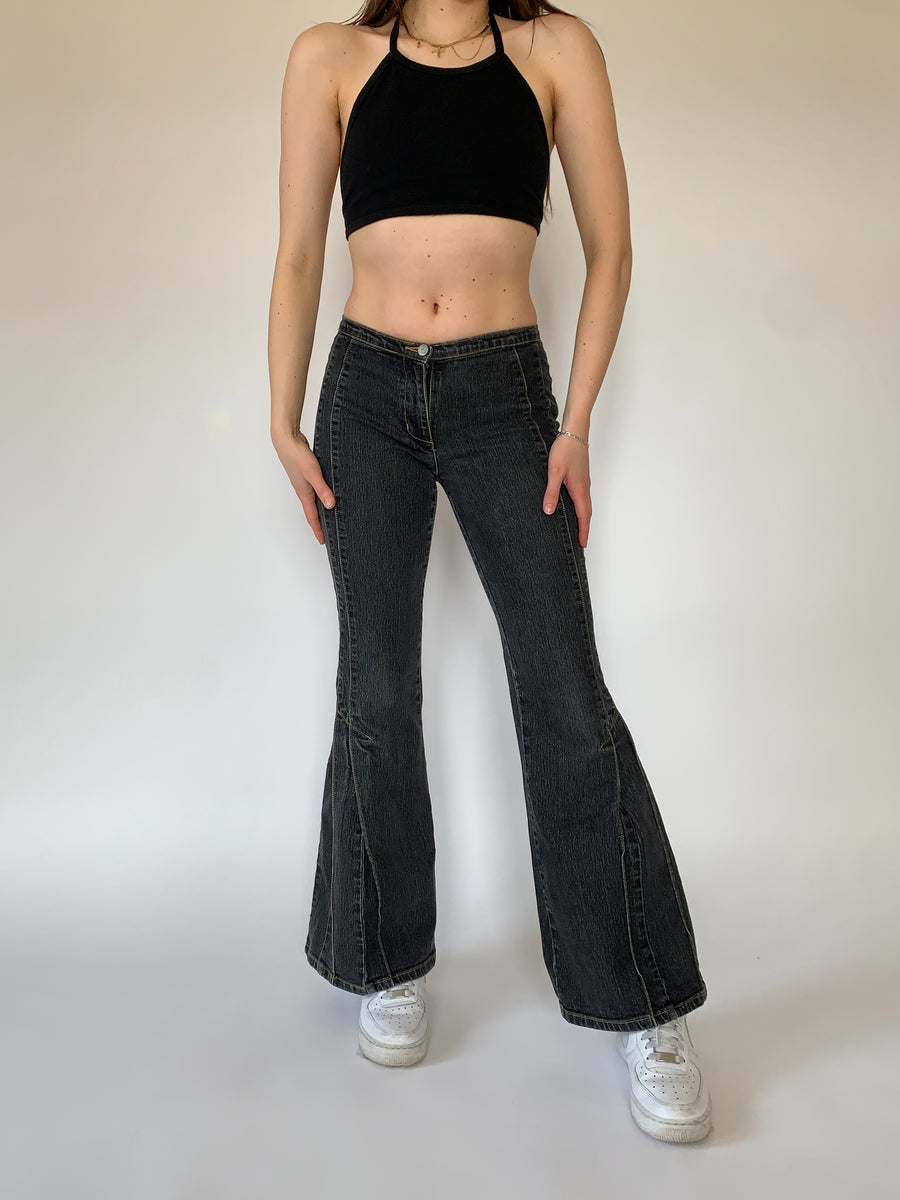 Y2K Black Flare Trousers - Size 3