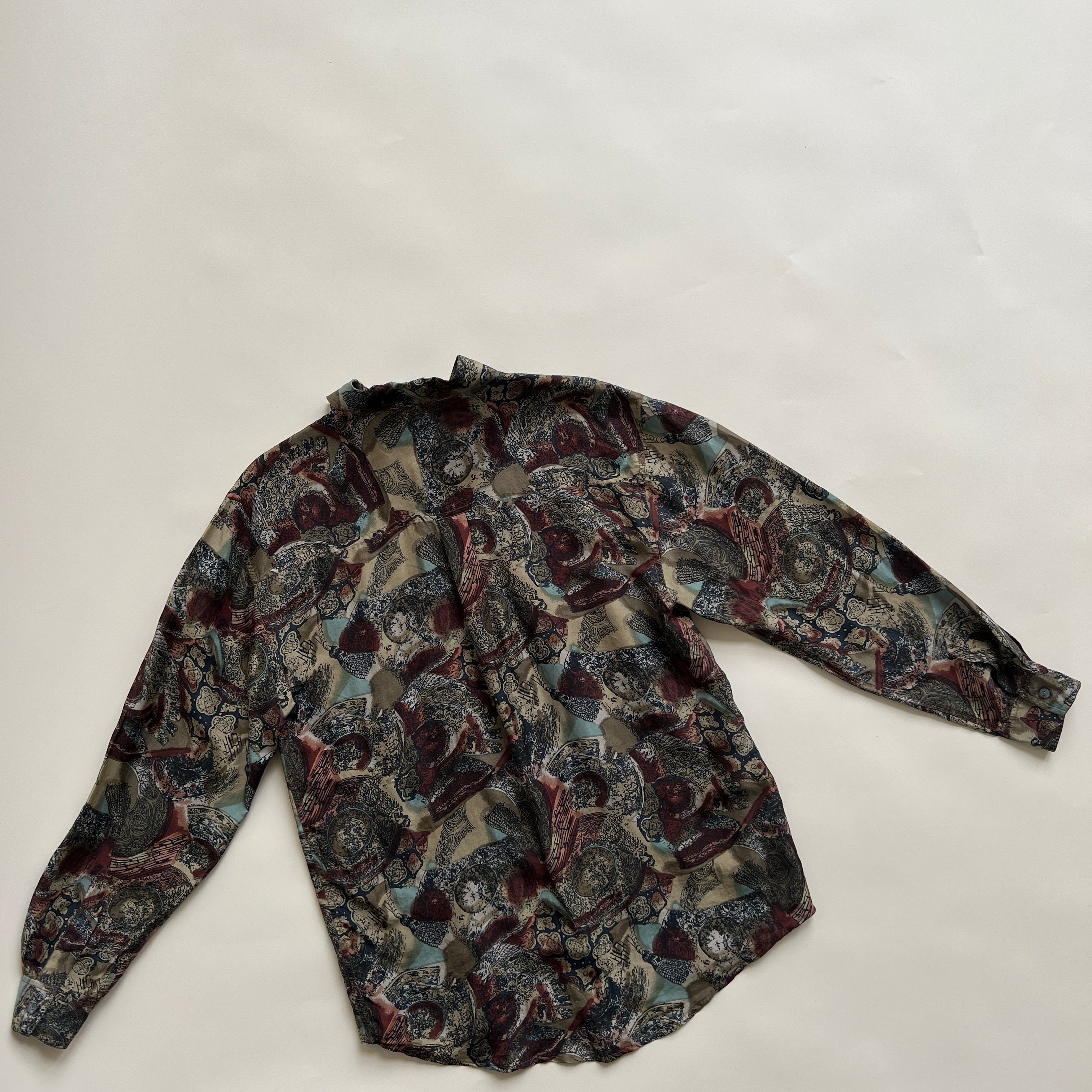 vintage abstract silk button up