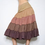 Brown Tiered Maxi Skirt (Small)