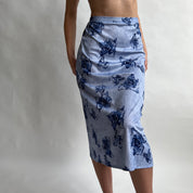 00s blue rose midi skirt