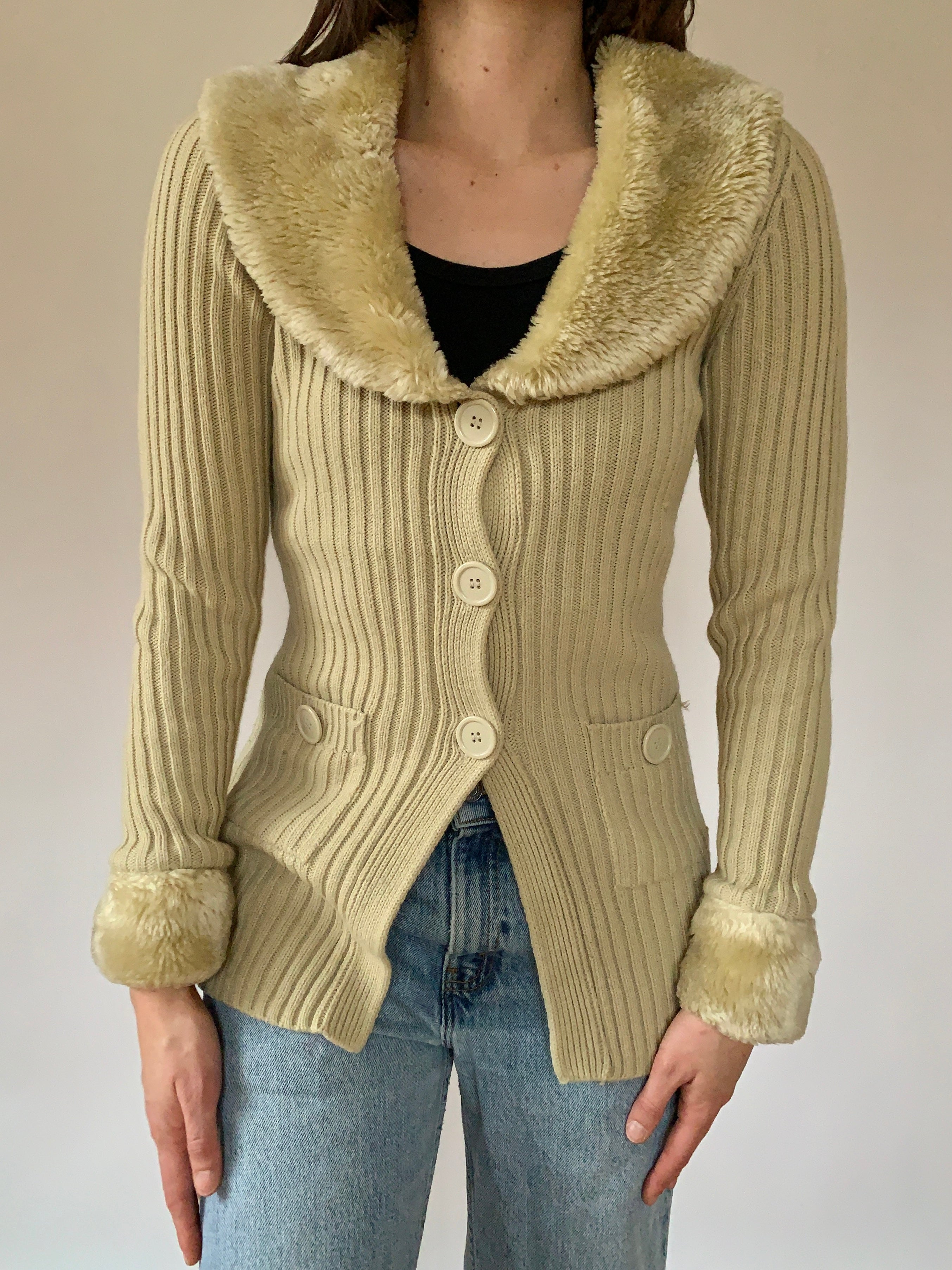 Y2K Faux Fur Cardigan