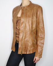 Brown Leather Moto Jacket (M-L) 