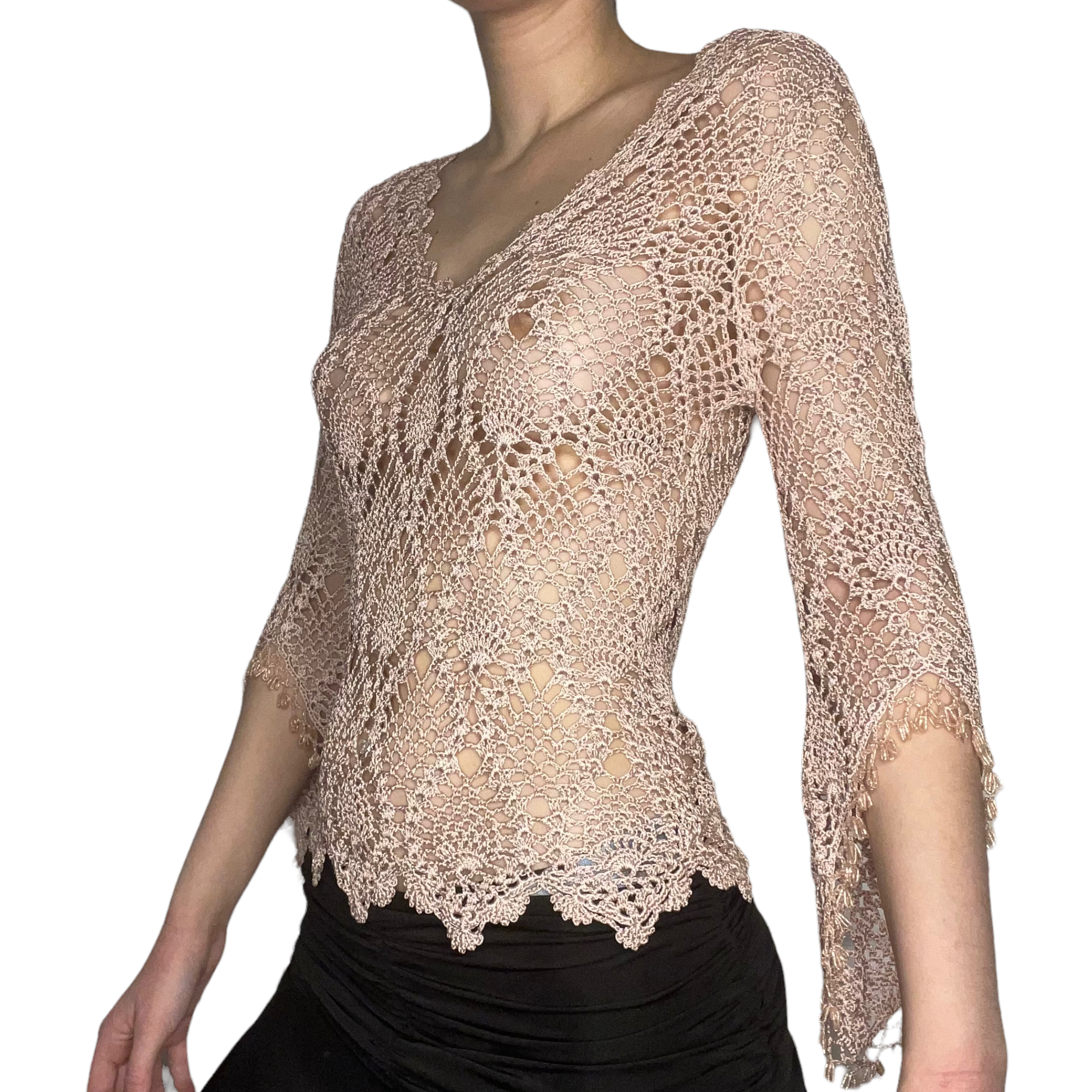 Pink crochet beaded knit