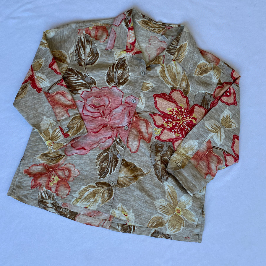 100% silk floral woven shirt