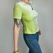 Early 2000s Key Lime Crushed Velvet Top
