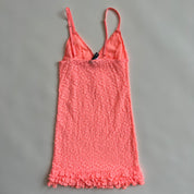 coral sheer lace slip S