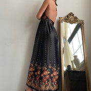 Vintage satin floral empire dress