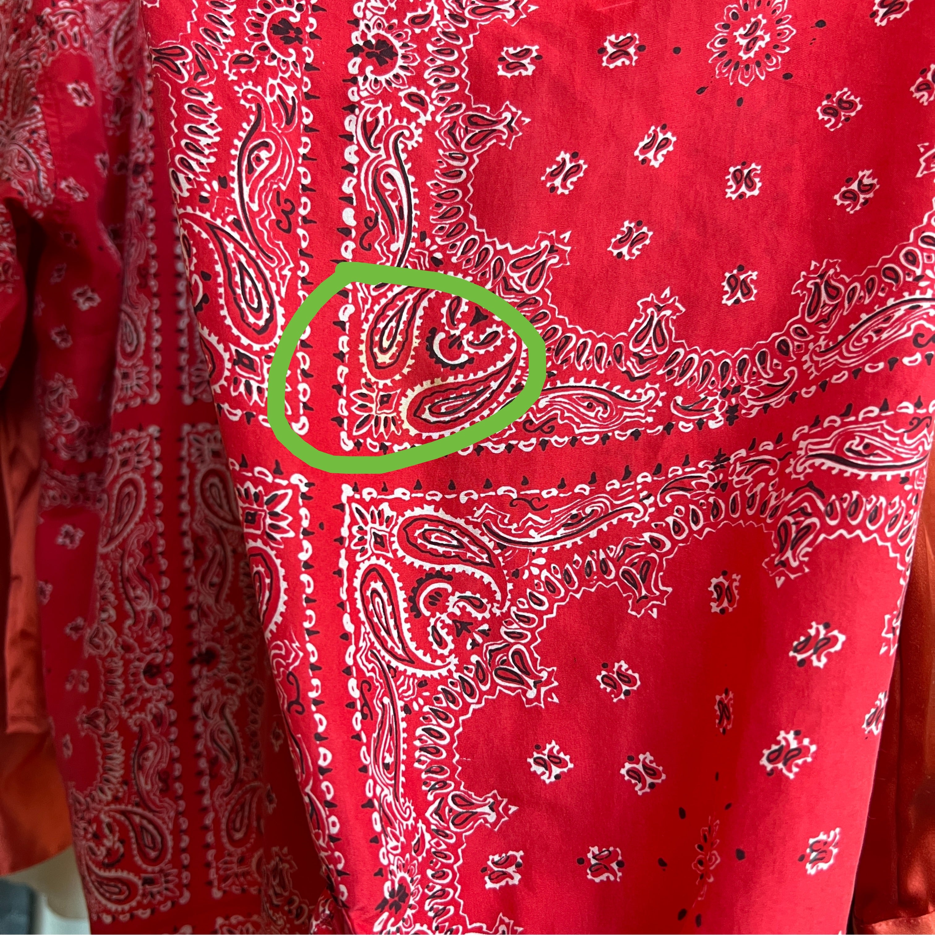 Red bandana silk button down