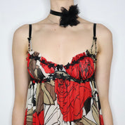 Y2K Floral Mesh Babydoll Bustier (S)
