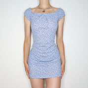 Baby Blue Floral Milkmaid Dress (S-M) 