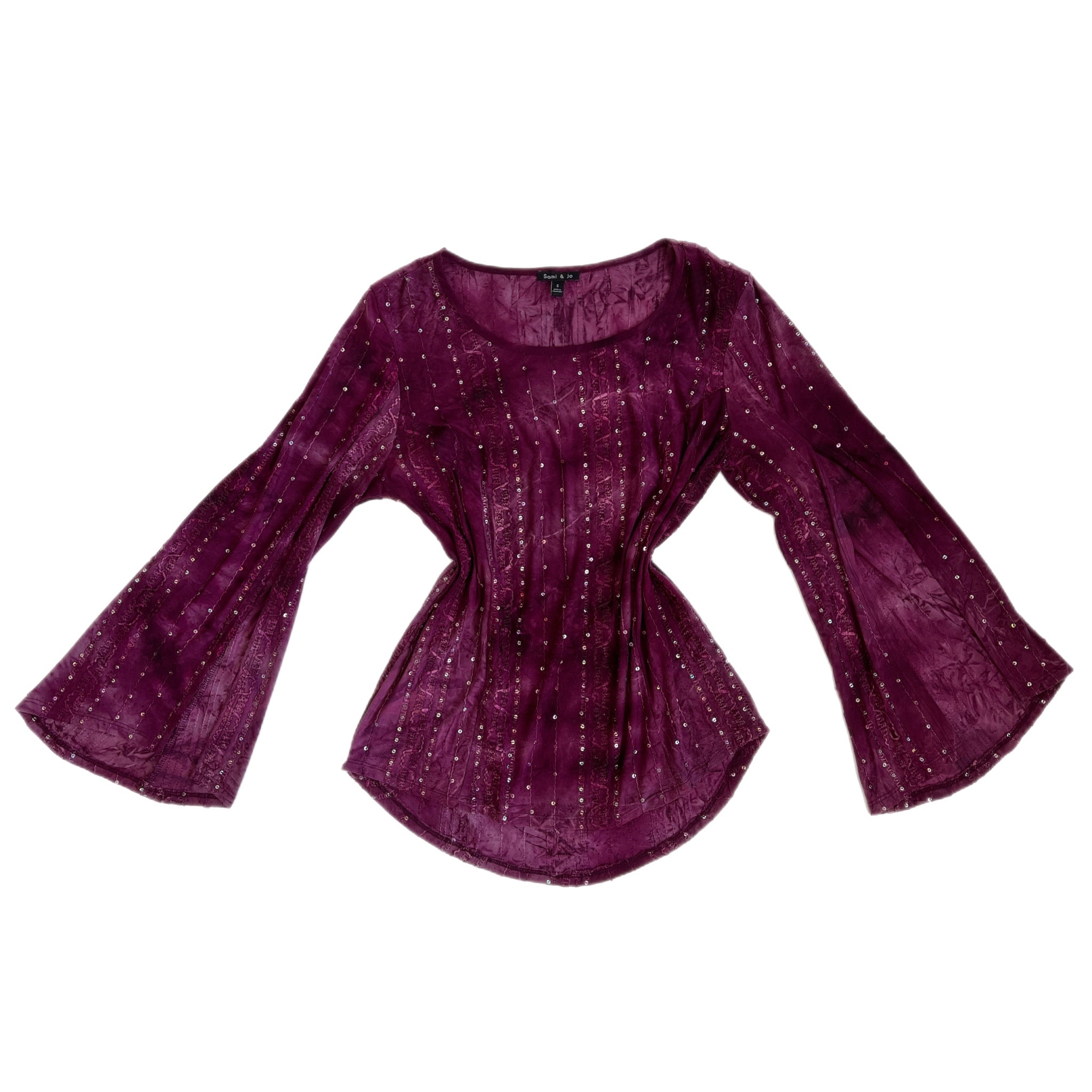 90s wide sleeve sequin top