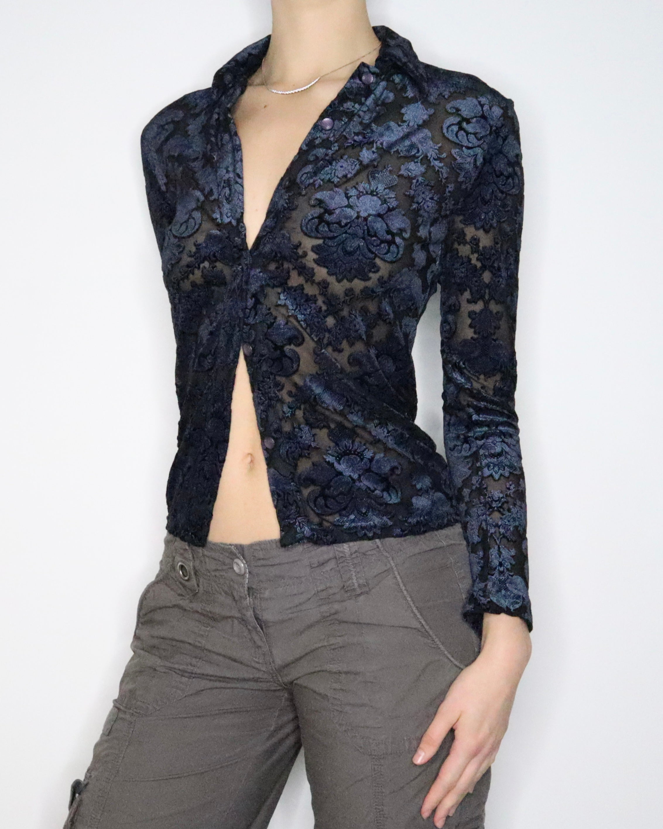 Italian Velvet Mesh Blouse (S-M)