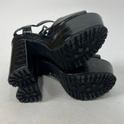 Snake Skin Print Black Platform Heels (8)