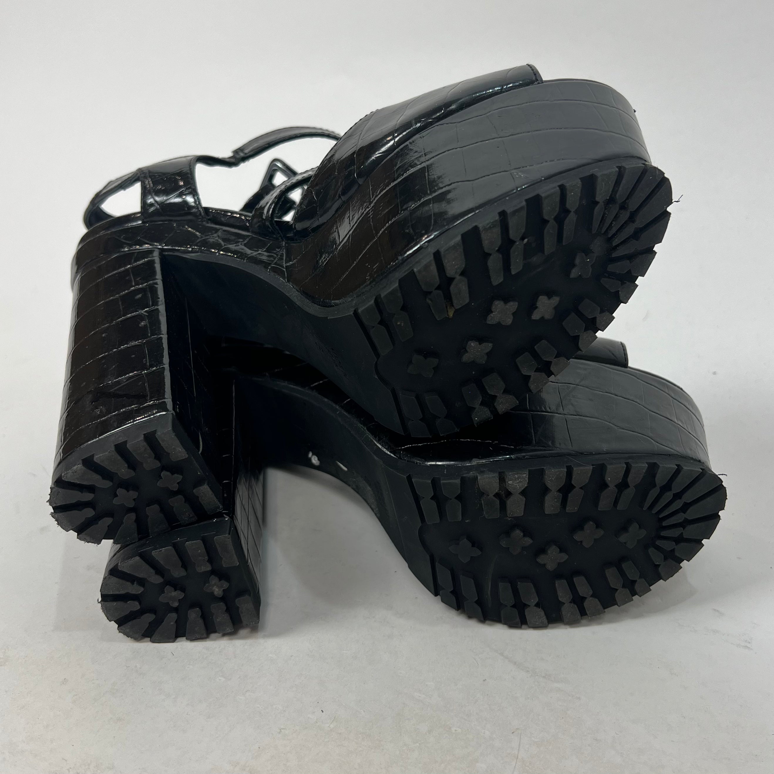 Snake Skin Print Black Platform Heels (8)