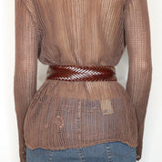 Brown Braided Leather Belt (XS-S) 