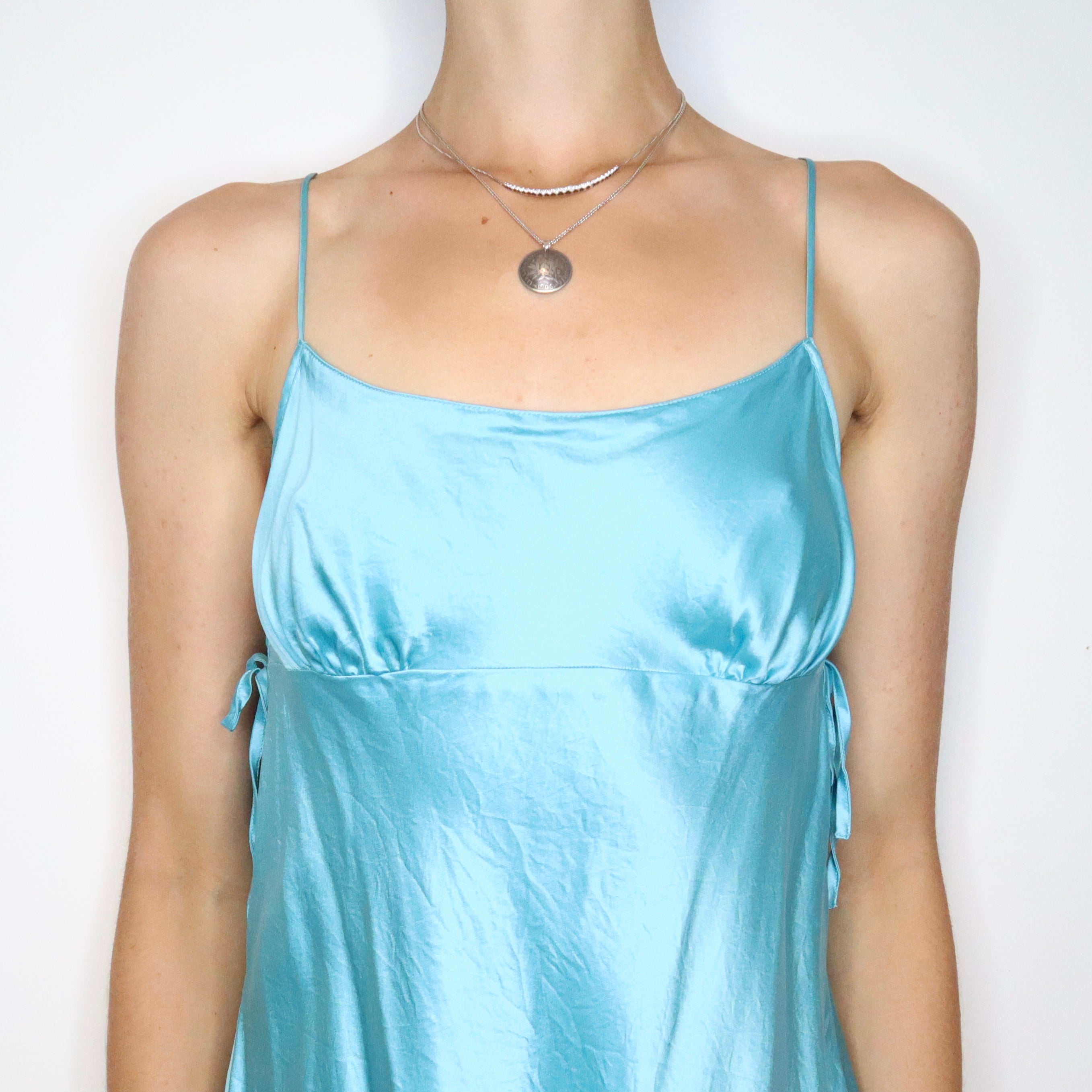 Blue Silk Babydoll Dress (S-M) 
