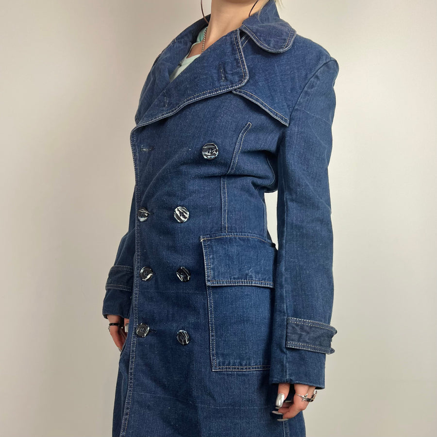 Vintage Denim Trench Coat — Holy Thrift